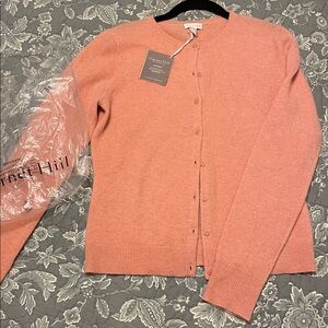 NWT Garnet Hill 100% cashmere Women's Pink Cardigan Sweater